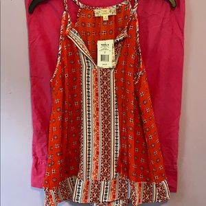 red, blue and white tank top